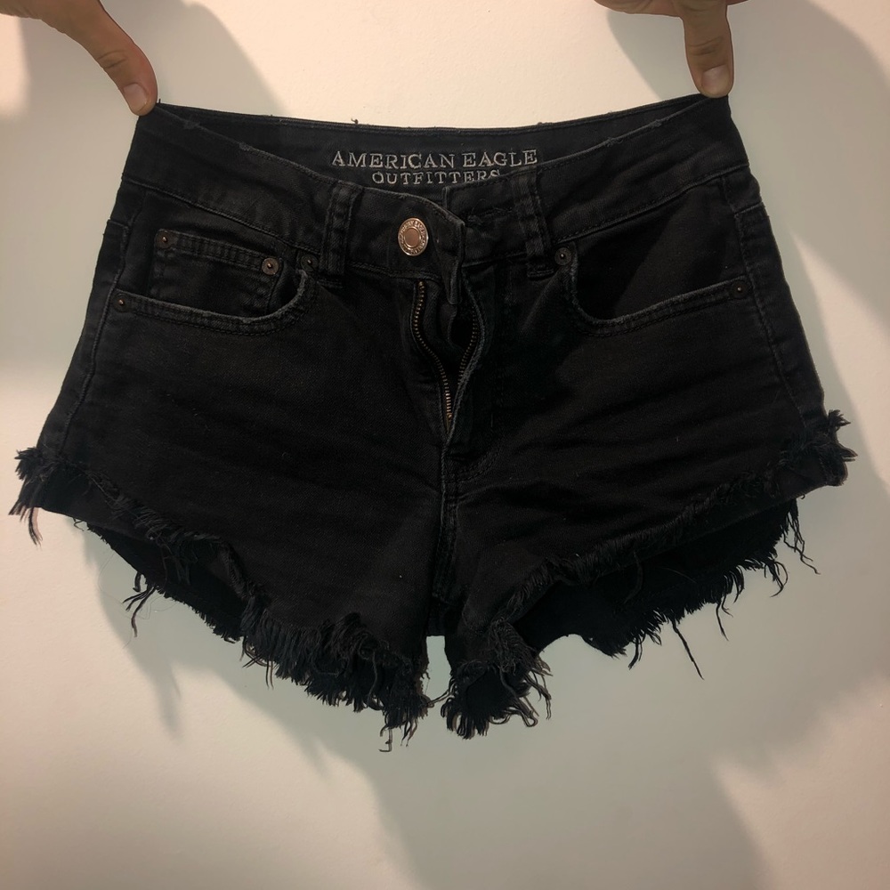 Black jean shorts